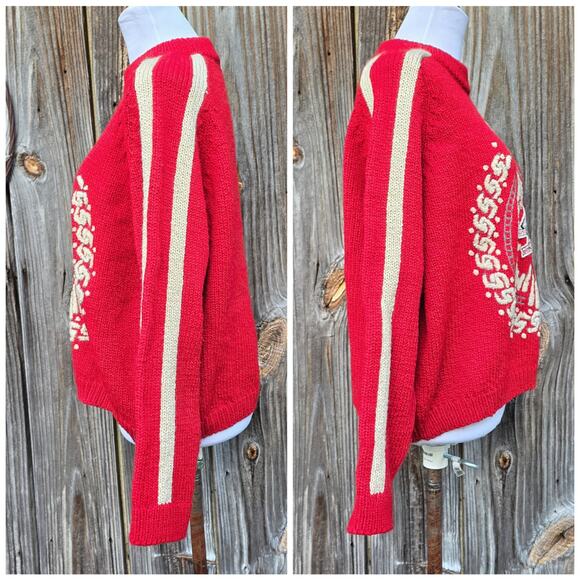 DKNY Jeans Sweater Red Handknit Wool Vintage 90s Donna Karan New York Size M/L - Picture 2 of 10